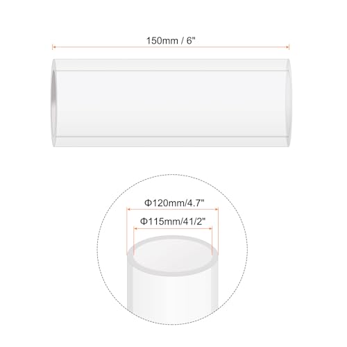 6" Clear Plastic Rigid Pipe 115mm ID x 120mm OD (4 1/2" ID x 4.7" OD) Acrylic Round Tubing, [for Plumbing, Hydraulics, Aquarium] - size: 4 1/2" x 4.7"