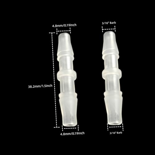Plastic Hose Barb Fitting 3/16" x 3/16" Pipe Connectors Joint Splicer Mender Adapter Union for Aquarium Household Adapters Fuel Gas Liquid Air (6Pcs)