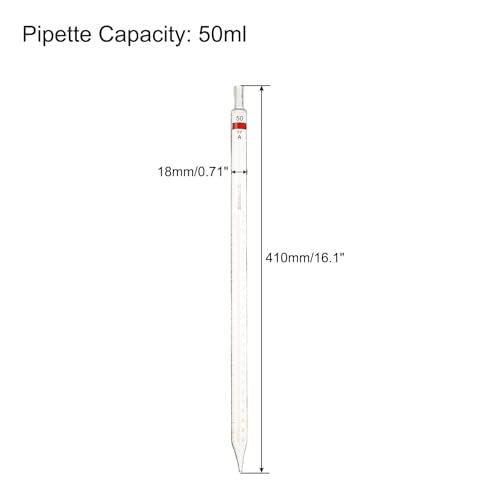 PATIKIL Graduated Dropper Pipettes 4 Pcs 50ml Reusable Borosilicate Glass Pipette for Transfer Liquid for Laboratory, Chemistry, Clear - size: 50ml