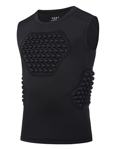 Roadbox Youth Baseball Chest Protector Padded Compression Shirt Heart Guard - color: 01 Black, size: X-Small