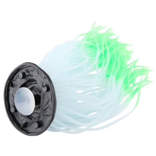 6.3in Silicone Sea Anemone Aquarium Ornament Corals Decor with Suction Cup Glow in The Night Fish Tank Decoration for Freshwater(Green) - color: Green