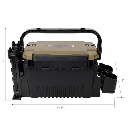 Dual-layer Fishing Tackle Box, Tackle Box Organizer Fishing Box Large, Plastic Portable Tackle Storage Box with 2pcs Rod Holder, 2pcs Cup Holder, 1pc Carring Strap