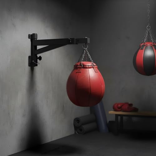 Kipika Heavy Bag Hanger Wall Mount Punching, Heavy Duty Boxing Bag Bracket for Home Gym Indoor Training, Adjustable & Rotatable Punching Bag Bracket for Boxing, Muay Thai - color: E- Adjustable length 17"-25"