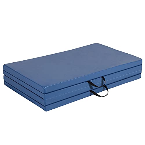 Polar Aurora 4'x8'x2 Thick Folding Gymnastics Exercise Mat Aerobics Stretching Yoga Mats - color: Blue