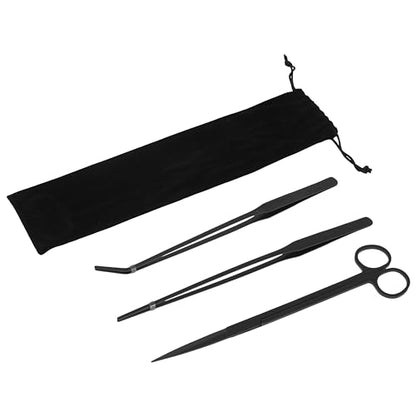 Mandala Crafts Black Stainless Steel Aquascaping Tools Kit – Aquarium Plant Tools with Tweezers and Scissors for Fish Tanks, Hospital Tanks, Goldfish Bowls, Aquariums, and Terrariums