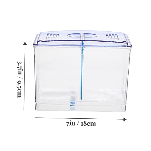 BESPORTBLE Mini Acrylic Fish Breeding Box with Double Compartments for Betta Guppy Incubation Transparent Isolation Tank for Juvenile Survival and Aggressive Fish Separation
