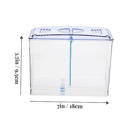 BESPORTBLE Mini Acrylic Fish Breeding Box with Double Compartments for Betta Guppy Incubation Transparent Isolation Tank for Juvenile Survival and Aggressive Fish Separation