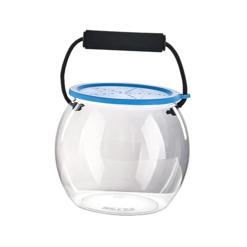 Portable Fish Bowl Handheld Aquarium Container with Handle 7.09x7.09x11.81 Inch Clear Plastic Tank for Outdoor Beach Activities
