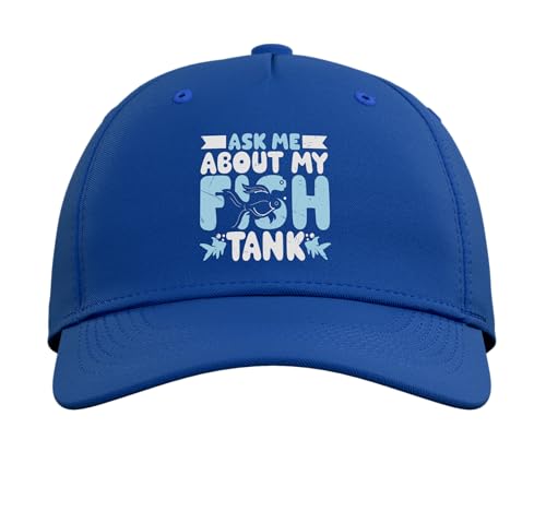 Ask Me About My Fish Tank Sunset Fishing Adjustable Printed Baseball Hat, Royal Blue