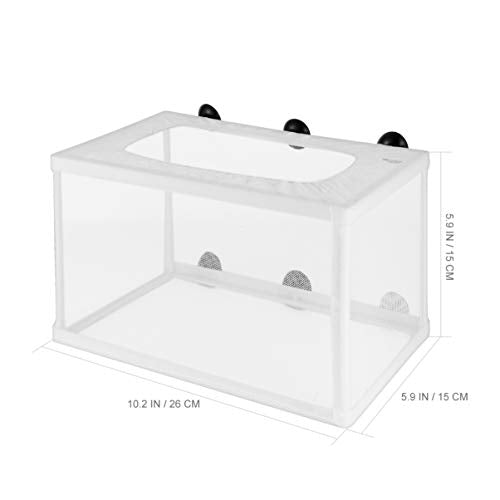 TEHAUX Transparent Fish Breeding Box, Multifunctional Plastic Aquarium Hatching Cases with Suction Cups for Shrimp Guppy Clownfish Aggressive Fish, Easy to Install, White 2pcs