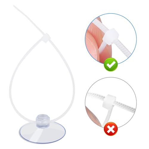 AQUANEAT 20 Pack Suction Cups with 40 Zip Ties for Aquarium Fish Tank Decoration Moss Shrimp Nest