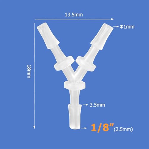 1/8" Hose Barb Fitting Equal Barbed Y Shaped 3 Way Plastic Joint Splicer Mender Adapter Union for Air Line Tubing Pipe (Pack of 4) - size: 1/8 Inch