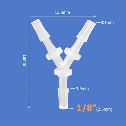 1/8" Hose Barb Fitting Equal Barbed Y Shaped 3 Way Plastic Joint Splicer Mender Adapter Union for Air Line Tubing Pipe (Pack of 4) - size: 1/8 Inch