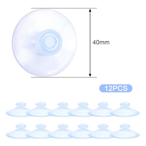 Medsuo 12pcs Suction Cup Glass Suction Pads 40mm Clear PVC Plastic Sucker Pads Without Hooks Extra Strong Suction Holder for Home Kitchen and Bathroom Window Glass Door