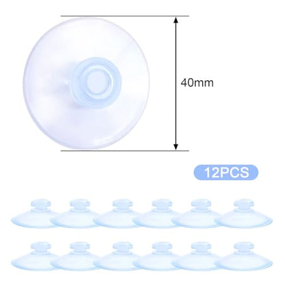 Medsuo 12pcs Suction Cup Glass Suction Pads 40mm Clear PVC Plastic Sucker Pads Without Hooks Extra Strong Suction Holder for Home Kitchen and Bathroom Window Glass Door