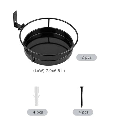 2 Pcs Wall Mounted Plant Holders, Wall Hanging Metal Flower Pot Racks, Floating Plant Shelves with Ring and Base, Indoor Outdoor Decorative Planter Stands for Garden, Porch, Patio