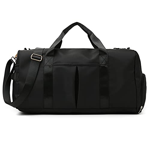 ZUEVI Sports Gym Duffel Bag for Men or Women Waterproof Weekender Travel Bag with Shoes Compartment Dry and Wet Separation for Training Swim Yoga(Black) - color: Black