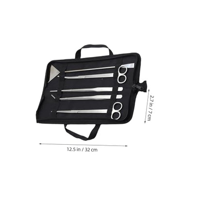balacoo 5pcs Stainless Steel Aquarium Maintenance Tool Includes Scissors Tweezers Sand Scraper for Aquascaping for Freshwater Plants Comes with Canvas Storage Bag
