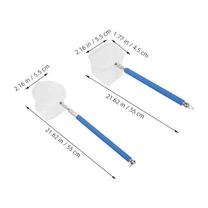 Cabilock 2pcs Mini Extendable Shrimp Net and Fish Tank Cleaning Net with Fine Mesh Stainless Steel for Aquarium Maintenance and Betta Fish Catching