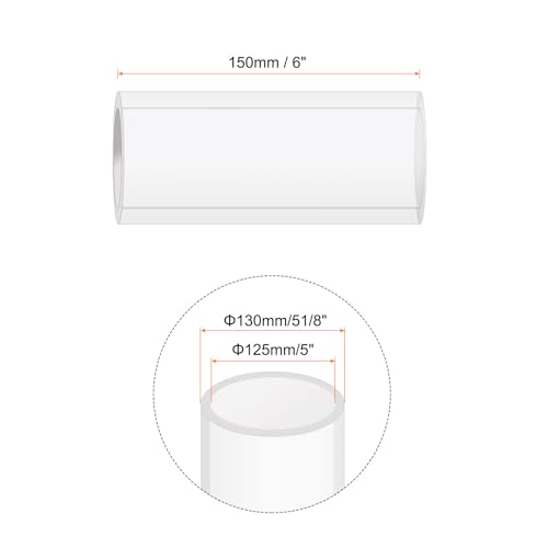 6" Clear Plastic Rigid Pipe 125mm ID x 130mm OD (5" ID x 5 1/8" OD) Acrylic Round Tubing, [for Plumbing, Hydraulics, Aquarium] - size: 5" x 5 1/8"
