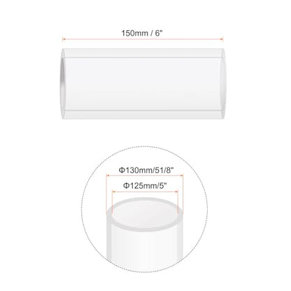 6" Clear Plastic Rigid Pipe 125mm ID x 130mm OD (5" ID x 5 1/8" OD) Acrylic Round Tubing, [for Plumbing, Hydraulics, Aquarium] - size: 5" x 5 1/8"