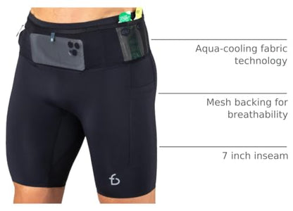 FlipBelt Men's Running Compression Shorts with Built-in Running Belt - color: Ouray Black, size: X-Large