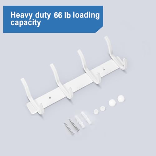White Coat Rack Wall Mount, 12 Inch Coat Hooks with 4 Hooks, 2 Pack - color: White, size: 4 Hooks 2 Pieces