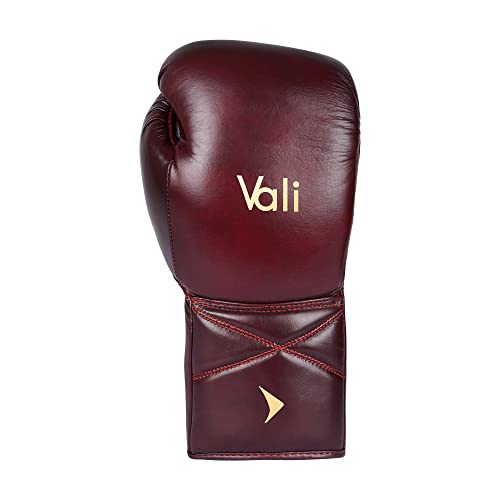 Vali Lancer Leather Lace Up Boxing & MMA Gloves for Pros Sparring - color: Red, size: 16OZ