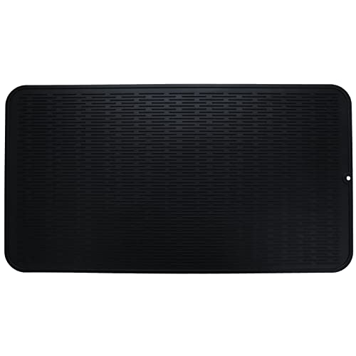 MicoYang Silicone Dish Drying Mat for Multiple Usage,Easy clean,Eco-friendly,Heat-resistant Silicone Mat for Kitchen Counter or Sink,Refrigerator or Drawer Liner Black 4XL 32 inches x 18 inches
