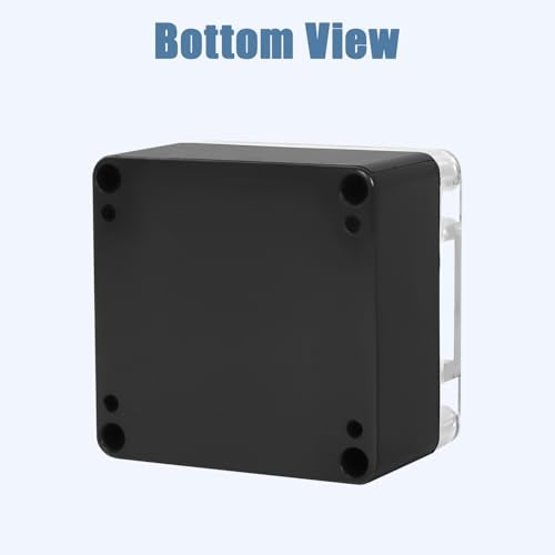Junction Box with Clear Cover IP65 Waterproof Project Box Dustproof ABS Plastic Electrical Project Boxes Universal Enclosure, Black 3.2"x 3.1"x 2.2"(83x81x56mm)(Pack of 2)