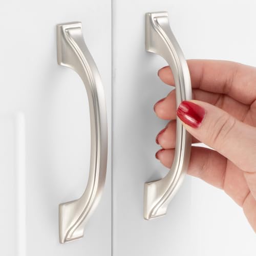 10 Pack 3 Inch Brushed Nickel Cabinet Pulls Satin Nickel Cabinet Handles Silver Kitchen Hardware for Cabinets Drawer Dresser ZP2409 Cupboard Bedroom Closet Bathroom Vanity - color: Brushed Nickel, size: 3" Hole Centers-10 Pcs