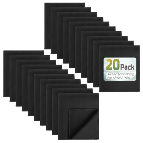 20 Pack 12"x10" Microfiber Sweat Absorbing Handkerchiefs for Men, Quick-Dry Sweat Rags Towels for Face, Neck, Gym - color: 20black