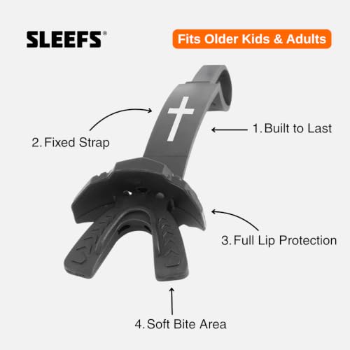 SLEEFS X Football Mouthguard with Strap for High-Impact Shock Protection - color: Cross Black