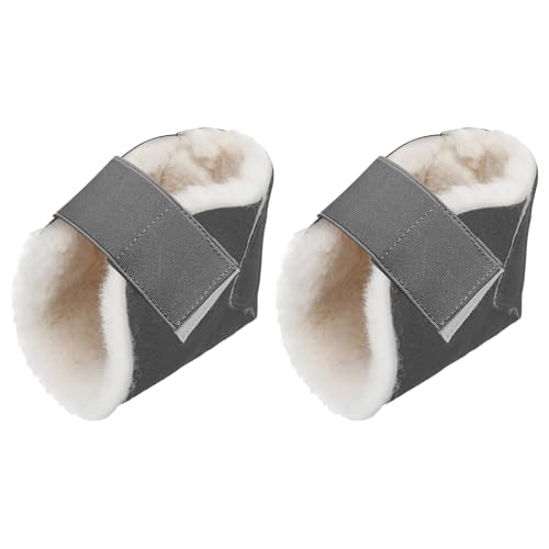 2 Pcs Sheepskin Heel Protectors for Pressure Sore Pad, Dark Grey - color: Dark Grey