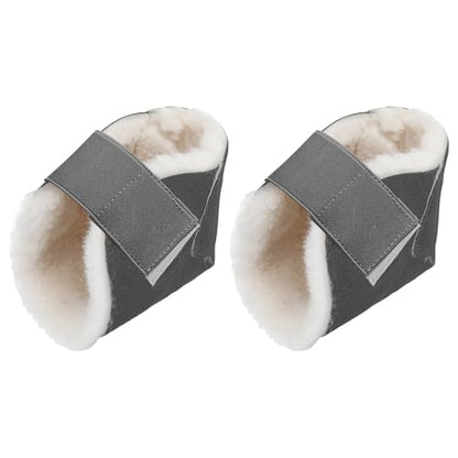 2 Pcs Sheepskin Heel Protectors for Pressure Sore Pad, Dark Grey - color: Dark Grey