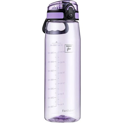 Fanhaw 32 oz Clear Plastic Water Bottle, Chug Lid, Amethyst - color: Amethyst