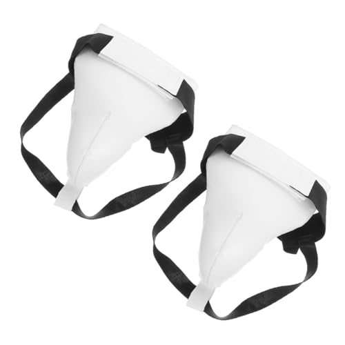GARVALON Boxing Groin Protector Male Martial Arts Guard Adjustable Elastic Crotch Protector 2pcs Set with Hook Loop Closure for Taekwondo Sparring and Combat Training