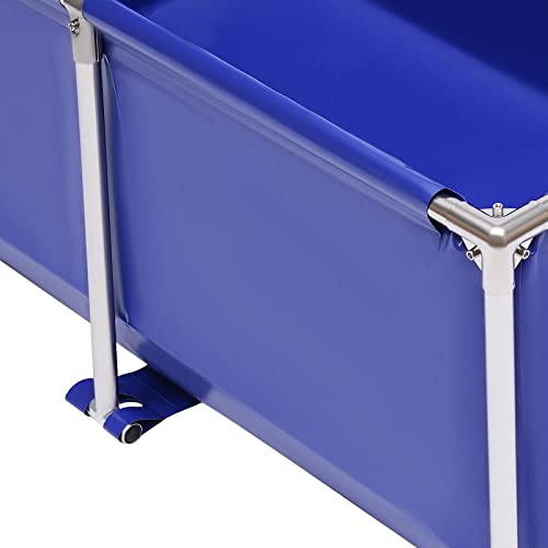 Canvas Fish Pond Foldable Fish Pond Aquarium Fish Tank Above Ground, 47.2" W x 31.4" D x 19.6" H, Portable Blue Koi Breeding Pond with Drain Valve, Small Goldfish Pool Indoor Outdoor