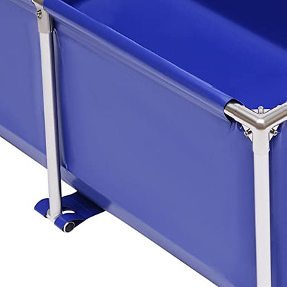 Canvas Fish Pond Foldable Fish Pond Aquarium Fish Tank Above Ground, 47.2" W x 31.4" D x 19.6" H, Portable Blue Koi Breeding Pond with Drain Valve, Small Goldfish Pool Indoor Outdoor