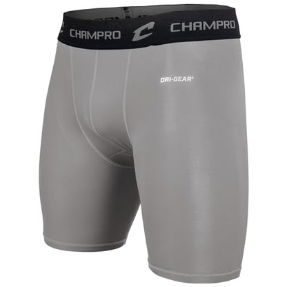 CHAMPRO Men's Polyester/Spandex Lightning Compression Shorts - color: Grey, size: Large