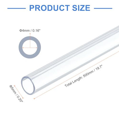 uxcell 10 Pcs Clear Plastic Rigid Tubing 4mm ID x 5mm OD, 0.5 Meters Length Round Polycarbonate Tubing for Aquarium Water Pipe, Water Cooling System, Plumbing - size: 4mm x 5mm