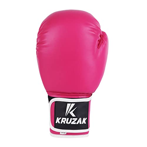 Kruzak Plain Boxing Gloves for Sparring, Kickboxing, Muay Thai, Martial Arts & MMA Fighting - Men & Women Punch Bag Mitts Training and Focus Pads Punching - color: Pink, size: 14 oz