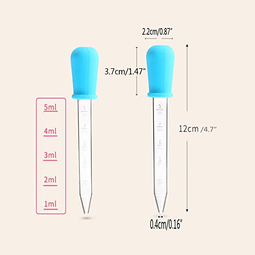 5ml Liquid Droppers Medicine Silicone and Plastic Pipettes Eye Dropper with Bulb Tip for Kids Candy Molds (8 Pack）