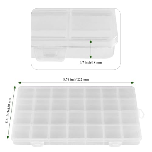 20PCS 28 Grids Clear Plastic Organizer Box with Fixed Dividers for Beads, Fishing Tackles & Small Parts Storage (7.9x6.2x1.2in)
