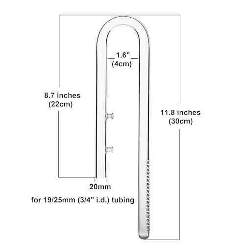 Glass Lily Pipe Inflow Outflow Set 20mm for 3/4" ID (19/25mm) Tubing