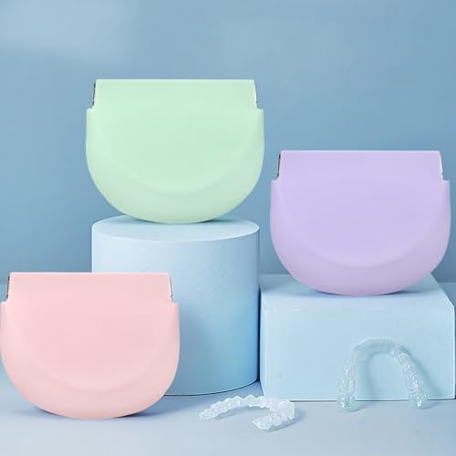 1PC Silicone Retainer Case without Lanyard, Cute Vent Holes Denture Box, Mouth Guard Case Travel Holder for Girls, Women, Men (Blue) - color: Blue
