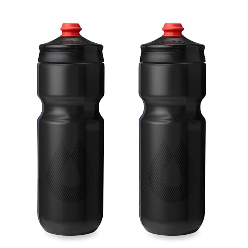 HydraPak Breakaway Surge Lightweight Bike Water Bottle 2-Pack (20oz, 25oz, 30oz) - High Flow, Cycling & Sports Squeeze Bottle - color: Charcoal, size: 25oz/740ml