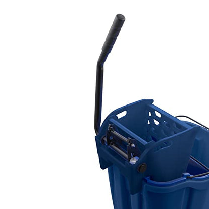 SPARTA OmniFit Mop Bucket System, Durable Mop Bucket, Side Press Wringer, and Soiled Water Insert, Floor Cleaning Essentials for Commercial and Home Use, 35 Qt Capacity, 1 Count, Blue - color: Blue