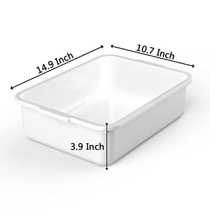 5-Pack Commercial Bus Tubs Box/Tote Box, White Plastic Storage Bin with Handles/Wash Basin Tub (8 Liter) - color: White, size: 8 Liter-White