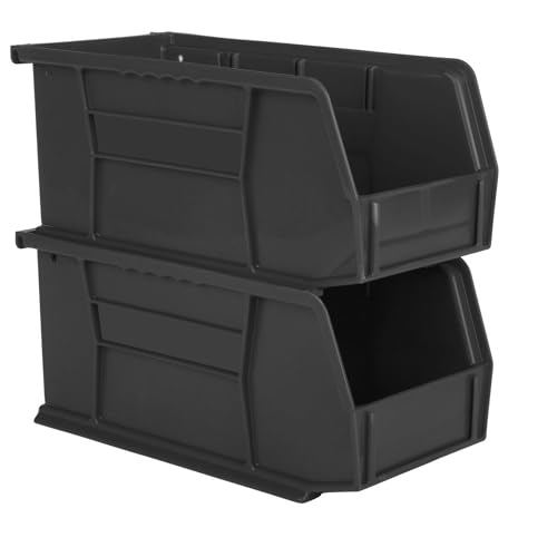 HE HUDSON EXCHANGE 11" x 5.5" x 5" (12 Pack) Plastic Stackable Storage Bin, Black - color: Black, size: 12 Pack